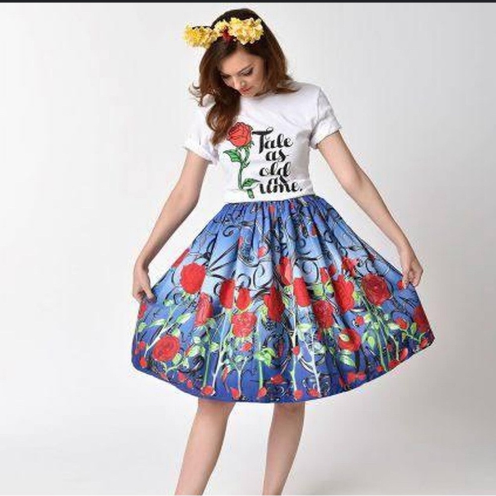 Unique Vintage Beauty and the Beast skirt 3X